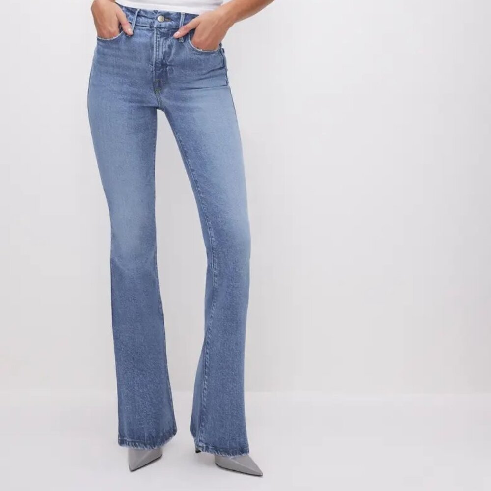 Good American Light Blue High-Rise Bootcut Jeans